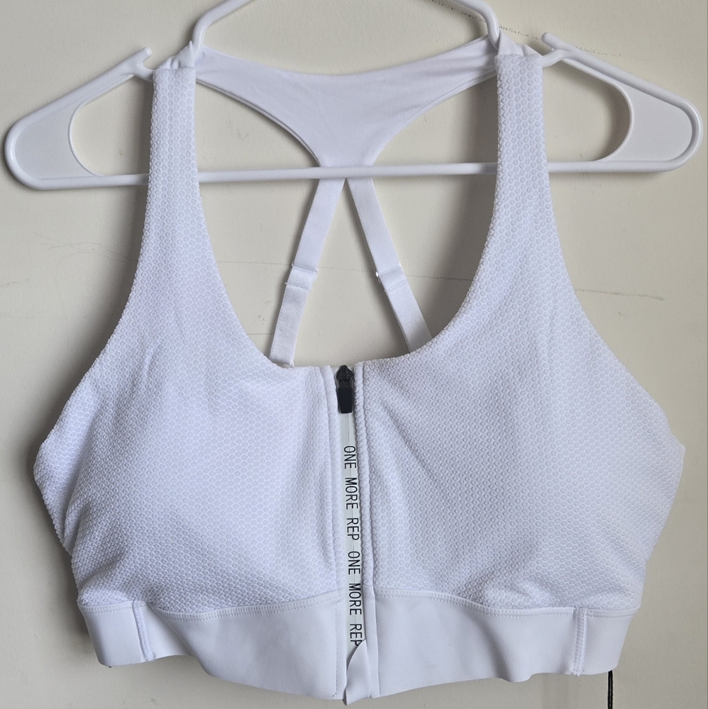 ZYIA White Zip-Front Sports Bra